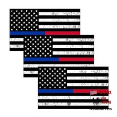 3 Piece Firefighter Police Officer Thin Red and Blue Line Flag 3×5 Inch 3 Pack
