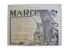 1905 Marlin Rifles Dogs Treeing a Couger New Haven,CT Antique VINTAGE PRINT AD72