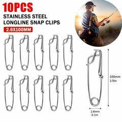 10X Stainless Steel Longline Snap Clips 100mm Fishing Tuna Shark Float Line Clip