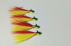 4 Peacock Punisher Bucktail Jigs 1/8 th oz for Peacock, Small & Largemouth Bass