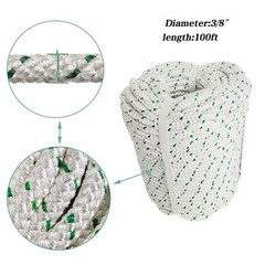 3/8″ x 100′ Breaking Strength Double Braid Polyester Rope 4800Lbs Heavy Duty