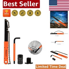 High-Durability Cassette Lock Ring Tool with Chain Whip & Non-Slip Wrench Handle