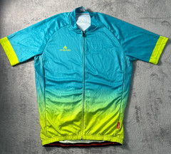 Miloto Cycling Jersey Full Zip Pockets Blue Green 2XL Hem Grips Reflector