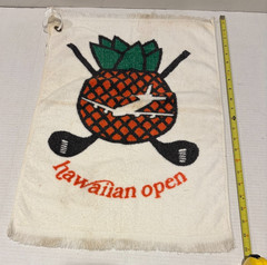 Vintage Hawaiian Open Logo Golf Bag Towel with Clip 24″x16″ Used USA LOOK!