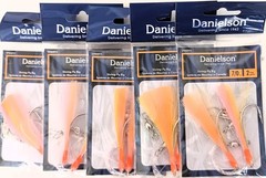 Five (5) Packs Danielson SFRMPYY Shrimp Fly Fishing Rigs Double Drop 7/0 Hooks