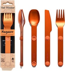 MAGWARE Magnetic Camping Utensils Set Portable & Reusable Metal Travel Flatware