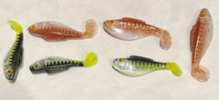 20 PK GREEN BLK/BRN WHITE 2″ lucky strike shad minnow SOFT PLASTIC CRAPPIE BAIT