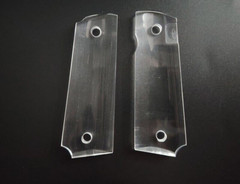 1911 Gun Grips Clear Acrylic «LOVED ONE Grips» Ambi Safety Cut W/Screws