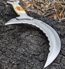 FANTASY KNIFE | 10″ Boline Moon Crest Ritual Sickle Curved Blade Wiccan Pagan