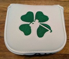 Mallet Putter Headcover Lucky White Green Shamrock Golfer New-FIts Spider