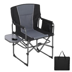 Folding Camping Chair 330lb Heavy Duty Steel Frame w/ Cup Holder Side Pocket