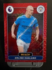 2025-26 Topps Merlin Premier League Erling Haaland Red Mojo Refractor /5 #123