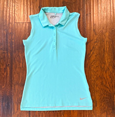 Nike Golf Dri-FIT Women’s Sleeveless Collared Polo, Light Blue, S Logo