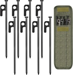 8/16/32 Pack 8in Heavy Duty Forged Steel Tent Stakes, with Storage Bag, for