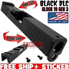 AGGRESSIVE ARMS RMR OPTIC CUT Slide for GL0CK 19 BLACK 416 STAINLESS STEEL G19