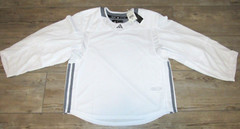 adidas AdiTeam White STK Practice 3-Stripe Hockey Jersey $55 size Youth Goalie