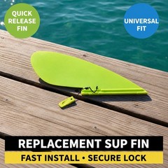 Stand Up Paddleboard Fin – Neon Yellow/Green Slide-In Mount with Clip Tool Free