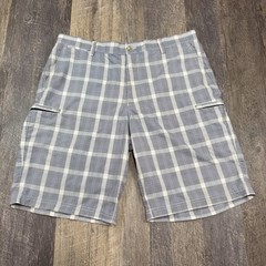 Black Brown 1826 Golf Shorts Mens 36 Blue Plaid Performance Stretch Flat Front