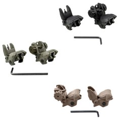 Black/Tan/Green Color Polymer Front and Rear Flip Up Back Up Sight Set