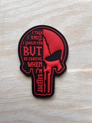 Punisher Style Tactical Morale Patch Hook And Loop Skull Patch PVC Red And Black