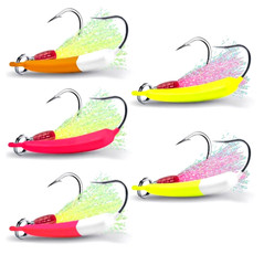 3 PK Ringed Pompano Goofy Jigs Mix Colors With Teaser 1 oz Hook 4/0.