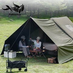 PAKICETUS 4 Season Stove Jack Air Tent Khaki/Green Car Connect Glamping House