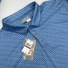 PGA Tour Pro Series Mens XXL Golf Polo Shirt Riviera Blue Geometric Athletic Fit