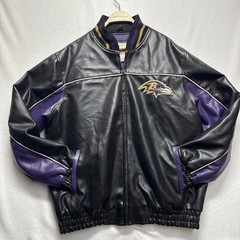 Faux Leather Baltimore Ravens Bomber Jacket Embroidered Patch NFL Men XL