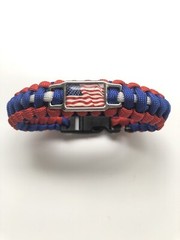 American Flag Red White and Blue Paracord Survival Bracelet 9′