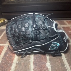 Wilson A500 Left Handed Throw 12” Baseball Glove Black & Teal All Positions