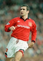 Eric Cantona of Manchester United at the FA Carling Premiership ma- Old Photo