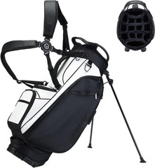 Pure Series Easy to Clean PU Leather Golf Stand Bag with 14 Way Dividers, Towel