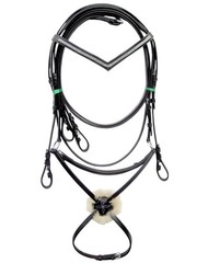 Grackle Figure 8 Bridle Black 2 Row Diamond On ,V,shaped Brow band +Reins