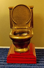 Fantasy Football Toilet Bowl Award Solid Resin Bronze/Red, SORRY NO ENGRAVING!