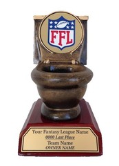 FANTASY FOOTBALL TOILET BOWL LAST PLACE TROPHY AWARD FREE LETTERING *^