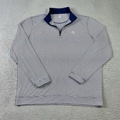 Rhoback Quarter Zip Mens XL Blue Striped Golf Activewear Pullover Q Zip
