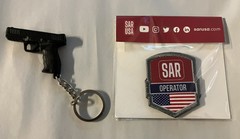 2023 Shot Show Morale Patch Sar USA Operator & Sarsilmaz Sar 9 Gun Keychain