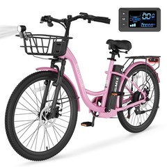 MOPHOTO Electric Bike for Women 24 26 Inch Step Through City Cruiser Ebikes