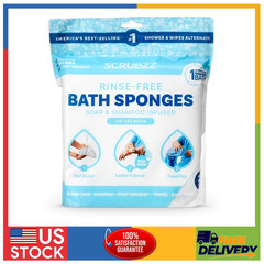 Scrubzz Disposable No Rinse Shower Wipes for Camping Travel & Home Care 25CT