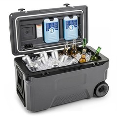 53 Quart Portable Rolling Cooler Fish Ruler Outdoor Gray Ice Chest Box Camping