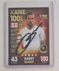 Harry Kane 100 Club Signed Topps Match Attax Soccer Ttade Card England Bayern