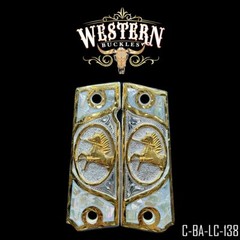 Grips 1911 Full Size Cachas Colt Horse Gold Silver Plated and White Resin Screws