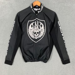 Rock Racing Cycling Jacket Men’s Medium M Black/White Skull Fleece Zip Up Winter