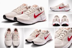 Nike Structure 24 Men’s Beige Red White Mesh Running Shoes, Breathable