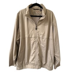 Golf Windbreaker Jacket Men’s XL Tan Ventilated Hooded Mesh Lined Greg Norman