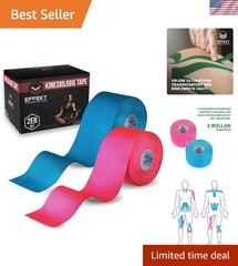 Strong Adhesive Kinesiology Tape in Blue & Pink – 16ft x 2in, Lasts Up to 7 Days