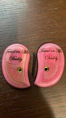 BOND ARMS DERRINGER GRIPS WOOD CHECKERED PINK “TREAD ON ME DADDY”