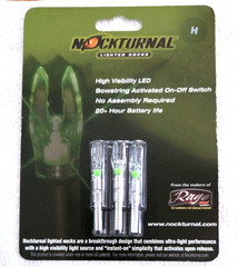 Rage Nockturnal H High Visibility LED Lighted Arrow Nocks 3pk Green NT-405-H
