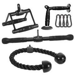 Cable Attachments Home Gym Solid Steel LAT Pulldown Tricep Rope D Handle