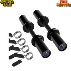 NEW 16″ Loadable Dumbbell Handles Pair Olympic Bar 2 Inch Plates Spring Collars